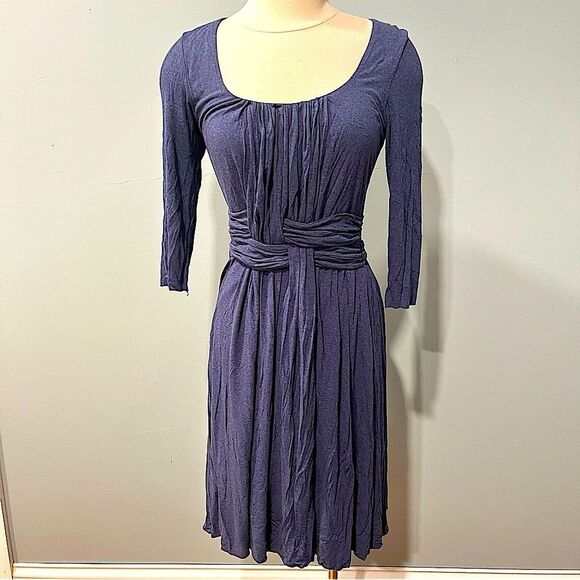 Anthropologie x Bailey 44 Navy Ruched Basketry Dress Size Medium - Picture 2 of 8